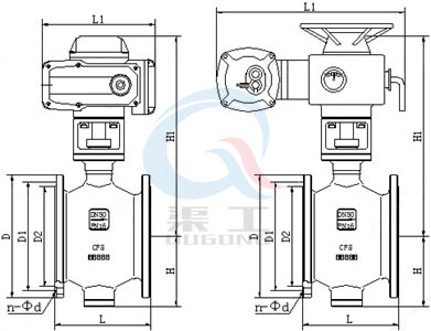 PQ940電動偏心半（bàn）球閥主要外（wài）形圖